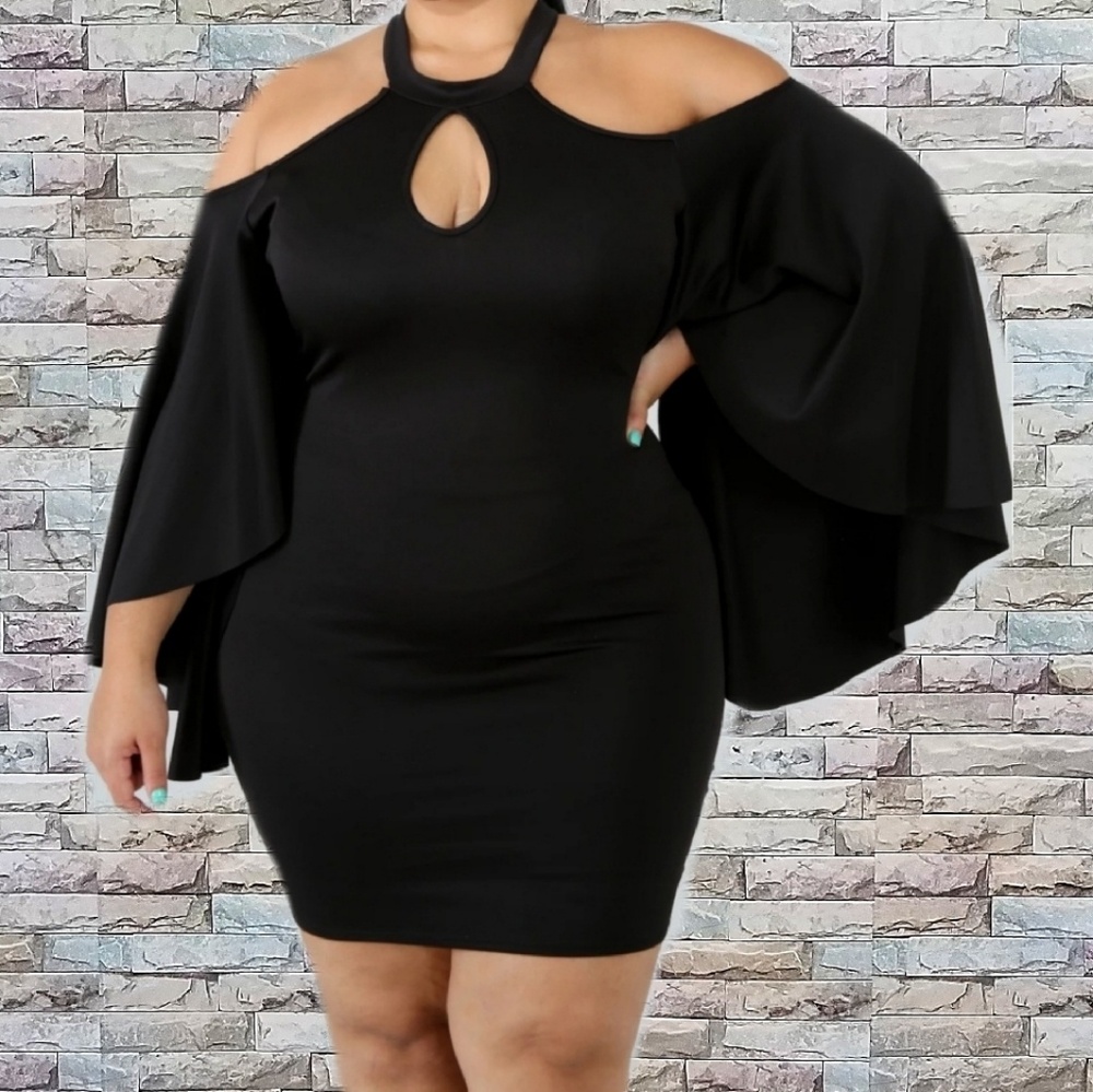 Plus Size Black Batwing Dress